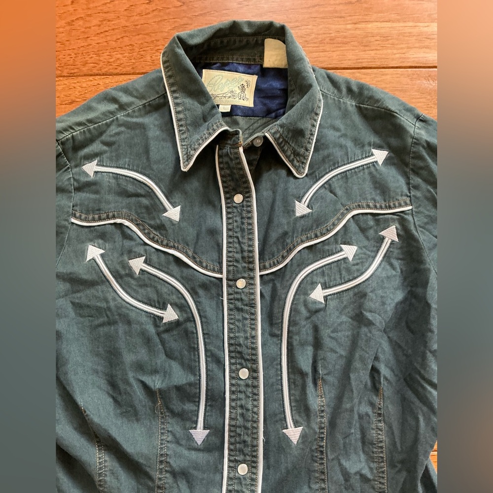 Roper Gray Button Down, Pearl Snaps, Large - Picture 3 of 9